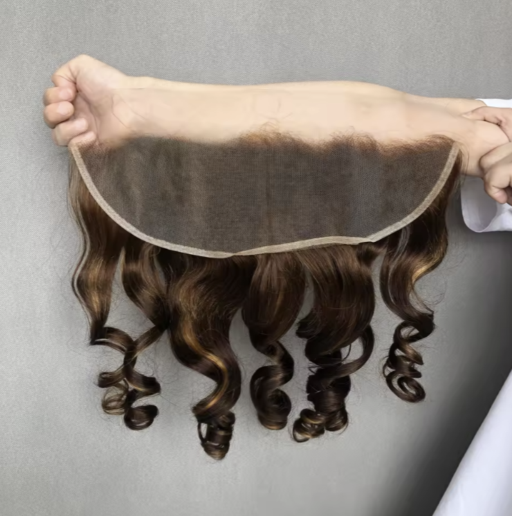 Perruque Naturel Avec Frontal Double Drawn Bouncy Lace Frontal 100% Virgin Human Hair Piano Colour No Shedding No Tangle