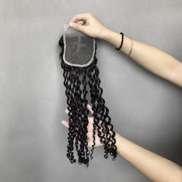 Top Quality High Quality Tight Posh Curl Natural Color 100% Lace Closure Human Hair Raw Virgin Hair 4x4 Closure