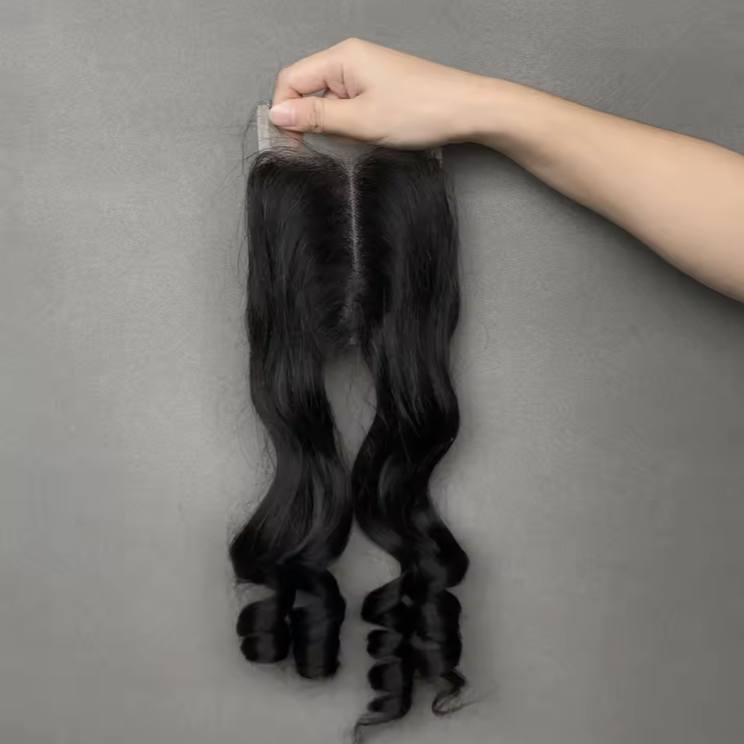 2023 Hot Selling Raw Virgin Hair Double Drawn Brazilian Human Hair Bouncy Curls Closure for Black Women