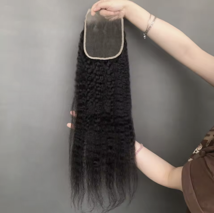 12A Grade High Quality Kinky Straight 5x5 Lace Closure Raw Indian Virgin Hair 100% Human Hair